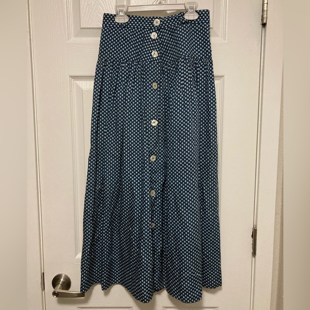•Jones New York Navy Geometric Y2K Button Front Size 6 Maxi Skirt #PW